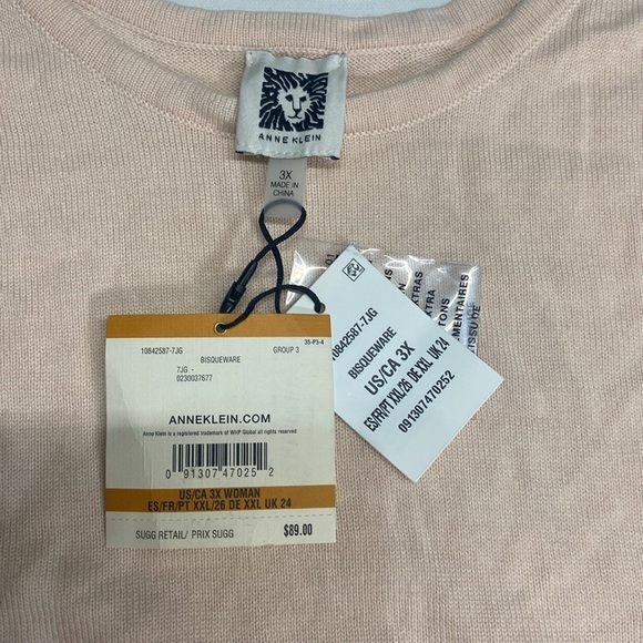 Anne Klein Plus Size Sweater Tank Top- 3X- Bisquewear - Picture 8 of 10